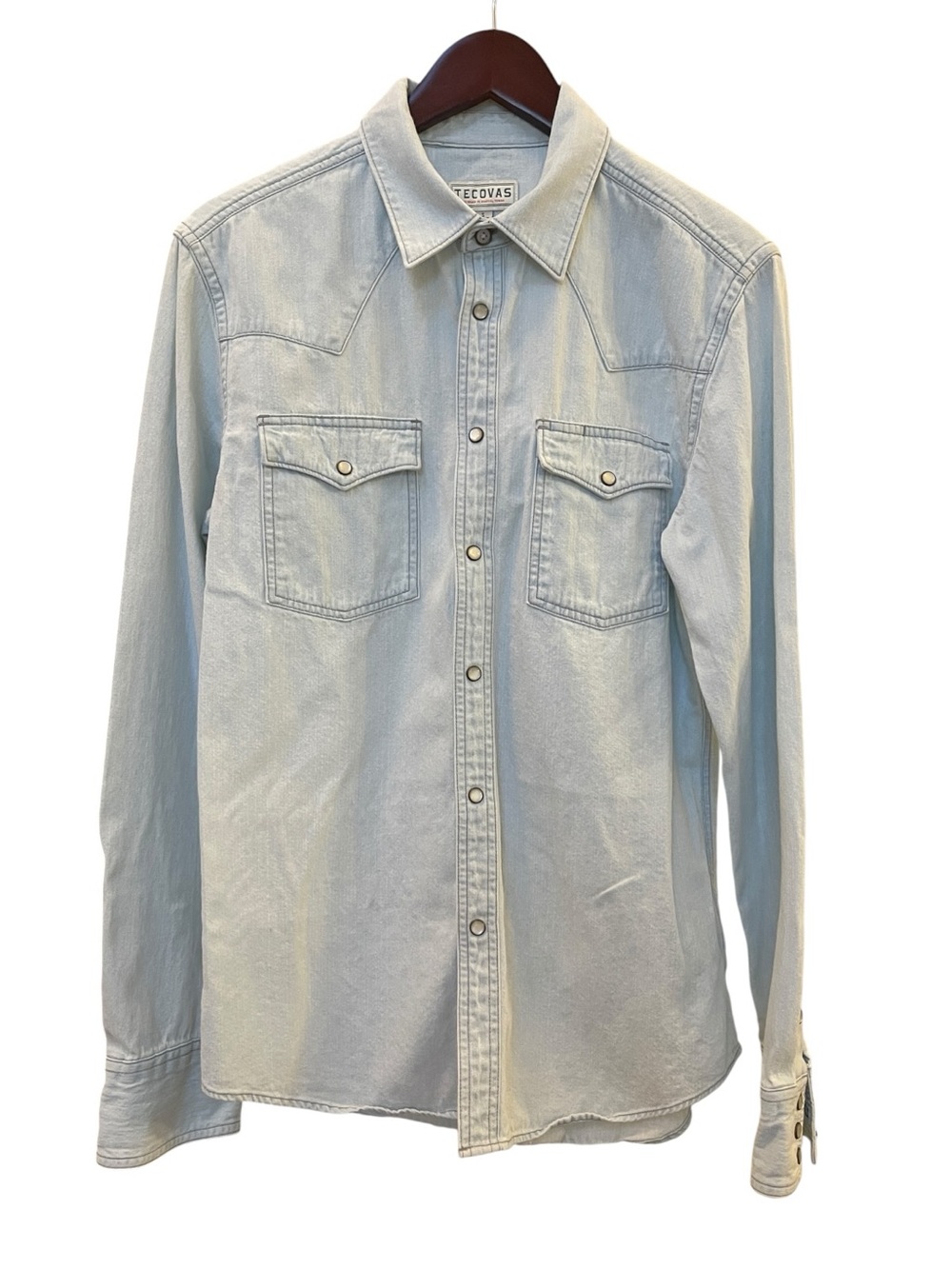 Tecovas Light Blue Western Denim Button-Up Shirt Size Small